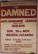 Music Memorabilia. An unframed The Damned music gig / event poster for The Locarno, Bristol.