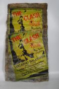 Music Memorabilia. A good Clash gig / event convert  poster on corrugated Iron for the Locarno,
