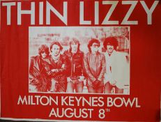 Music Memorabilia. An unframed Thin Lizzy music gig / event concert poster for the Milton Keynes