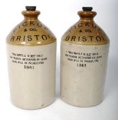 A  pair of early 20th century stoneware flagon jars for Pickup & Co of Bristol