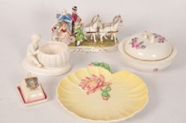 A quantity of china to include Carlton Ware Australian design, 1900's Crested Ware cheese dish '