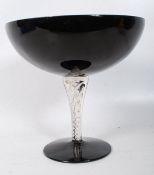 Large glass tazza having a twisted stem polished base 26 x 27 x 27