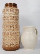 A large West German decorative vase (42cm) along with an Arthur Wood jug.