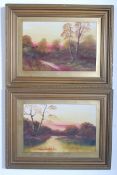 English School. A pair of early 20th century oil on board paintings depicting country scenes being