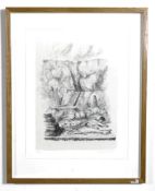 A limited edition 17/40 pencil sketch print by Stephan McKenna being framed and glazed. 50cms High x