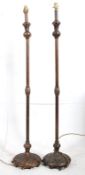 2 early 20th century brass and copper neo classical standard lamps. The rococo style circular