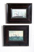 Two framed and glazed maritime paintings. One being oil on panel, the other being watercolour.