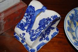 A Victorian Ironstone Staffordshire cheese dish in blue & white.