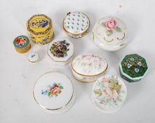 Collection of snuff and trinket boxes to include Limoge, Delprado etc