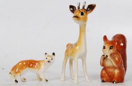 A Beswick Giraffe, along with a similar styled squirrel and fox. Approx 10cm tall.
