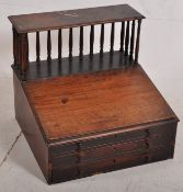 An unusual Victorian mahogany table top bankers / clerks desk. Sloped hinged top with drawers