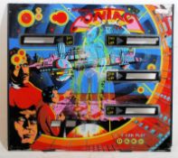 A vintage 1970's pinball glass titled ' Contact.' 72cm x 65cm.