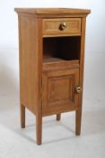 1920's French oak bedside cabinet / night stand. Squared legs having pot cupboard and open shelf
