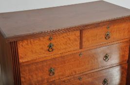 A Victorian solid mahogany 2 over 3 chest of drawers. Plinth base supporting 2 short drawers over