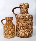 Two West German Fat Lava style drip glaze jugs - tallest being 40cm.
