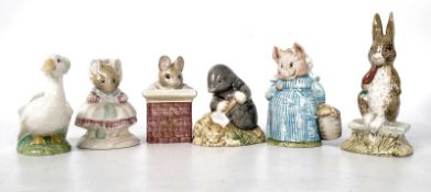 6 Beswick Beatrix Potter figurines to include; The Woman Who Lived In The Shoe, Fierce Bad Rabbit (