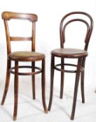 A pair of 1930's bentweed beech thonet style haberdashery / shop chairs. The turned supports