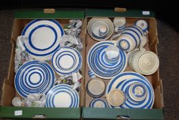 A quantity of blue and white stripped retro china to include TG Green, Sadler and Chef Ware