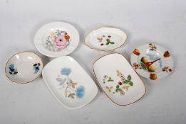 5 china pin trays by Wedgwood and one Limoges ashtray