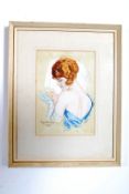 Percy R Wistown (1921) 2 framed and glazed watercolour portrait studies of elegant ladies. Signed