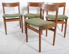A 1970's set of 4 danish teak dining chairs having good shape with original upholstered seats and