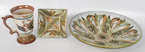 3 pieces of Denby Glyn Colledge ware - including a small square dish (14cm x 14cm), a large round