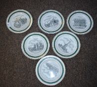 Set of six plates showing scenes in Burford, Cotswolds. 21cm wide. Along with two Poole Pottery