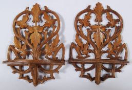 2 Victorian mahogany fret pierced wall brackets / shelves. The fret pierced decorative uprights
