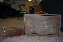 A 1930's oak field / travelling specimin precision toolbox, The oak case having a series of thin