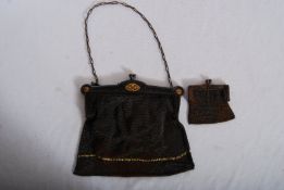 A vintage ladies chain mail evening bag with purse. 18cm x 18cm
