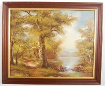 A framed oil on canvas of an English woodland scene signed to corner by Williams