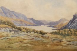 Early 20th century Scottish watercolour in loose frame being entitled 'Loch Maree' having indistinct