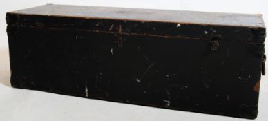 An early 20th century vintage ebonised pine toolbox complete with wood working tools. 262cms high