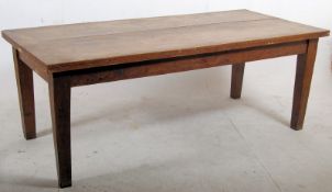 Edwardian large solid oak Arts & Crafts revival refectory dining table. Large square tapered legs
