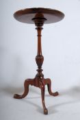 Antique Edwardian solid mahogany inlaid  tripod wine table. The  cabriole legs with ball and claw