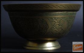 A 20th century Ming Dynasty style (Xuan De) Chinese brass bowl 27cm x 14cm