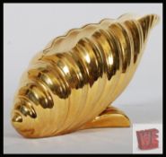 Devon Trentham artware china with gold decoration, in the form of a conch shell. 14cm x 27cm x 10cm