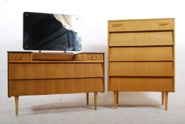 A 1970's retro oak chest / bank of drawers by Avalon together with the matching dressing table.