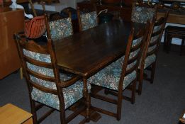 A good quality large Old Charm oak refectory dining table in the 17th century style together with