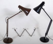 Two vintage black & brown Anglepoise lamps with terraced bases (approx 77cm tall) along with an