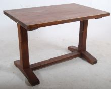 A solid pine heavy refectory dining table in the 18th century style  stood on squared chamfered edge