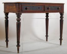 A Victorian solid mahogany writing table / side hall table. The turned legs supporting a fitted