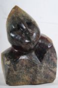 A 20th century Malawi African verdite stone tribal bust of a woman, 26cm tall.