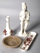 A Crown Staffordshire 'Rangoon' pen tray and vase, Wade commemorative dish, a Royal Worcester