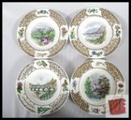A set of four 19th century ribbon plates hand decorated with various Italian topographical scenes