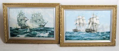 2 framed and glazed nautical seascape maritime prints of sailboats in rough weather