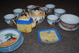 A box of Chinese / Japanese ceramics to include tea pots, cups, side plates and others etc