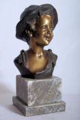 De Martino (Demartino), Giovanni, Italy 1870-1935) Bronze Bust of a young peasant girl affixed to