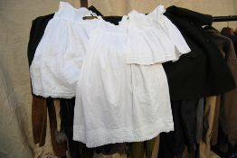 3 Victorian 19th century cotton and lace girls sleeping undergarments / nightgowns