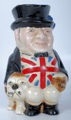 A John Bull Winston Churchill tankard having churchill dog adorned with Union Jack flags